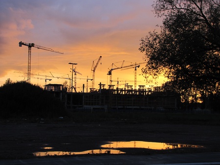 Building in St  Petersburg at sunsetのeditorial素材
