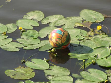 the ball floats in the Moskva Riverの写真素材