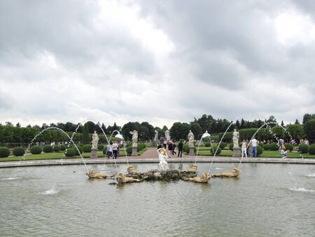 The fountain in cloudy weatherのeditorial素材
