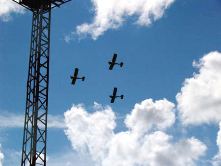 planes against cloudsの写真素材