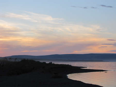 Siberian summer evening  Lake Belyoの写真素材
