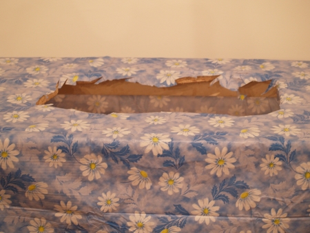 hole in a tableの写真素材