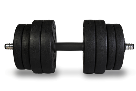 dumbbells over white background. Sports equipment and inventoryの写真素材