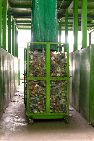 Minsk, Belarus -June 6, 2019 Waste processing plant. Technological process for acceptance, storage,...