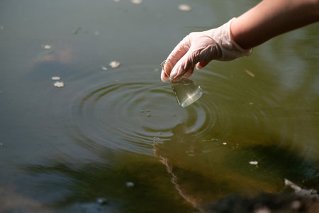 Sampling water for testing. Study of the quality of waste and drinking water. Water analysis
