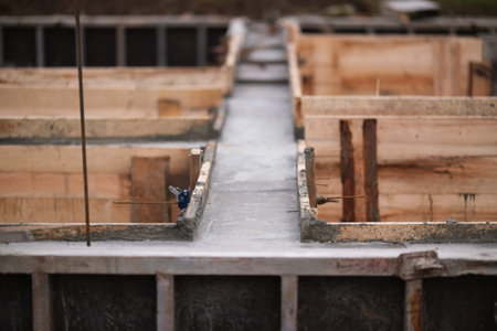 Construction of pile-grillage foundation. Monolithic foundation with metal reinforcement. Monolithic...