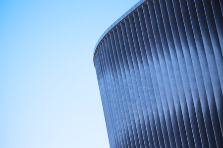 Cladding of a modern structure against a blue skyの写真素材
