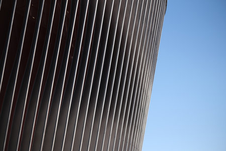 Cladding of a modern structure against a blue skyの写真素材