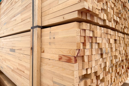 Wooden planks in a hardware store warehouse