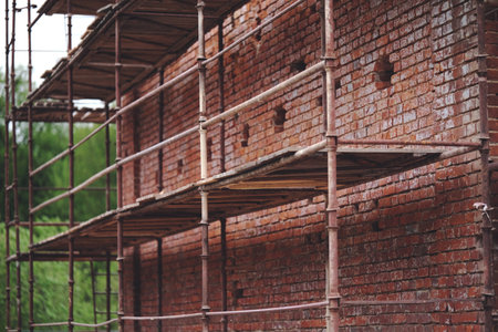 Restoration of an old brick buildingの写真素材