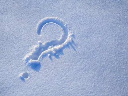 question mark painted on the snow, thaw, frost, background