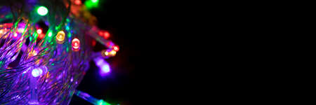 Christmas background with lights and free text space. banner 1: 3. Place for your text. copy space. backgroundの写真素材