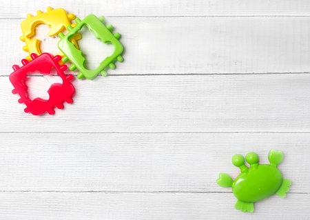 Toys Background, childrens toys. The copy space between childrens toys. The concept of baby...