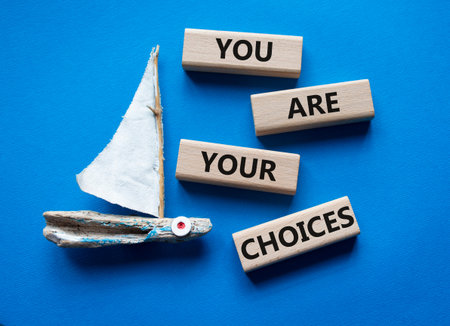 You can do it symbol. Concept words You can do it on wooden blocks. Beautiful blue background with...