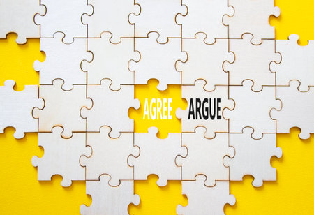 Can or Cant symbol. Concept word Can or Cant on wooden puzzle. Beautiful yellow background. Business and Can or Cant concept. Copy spaceの写真素材
