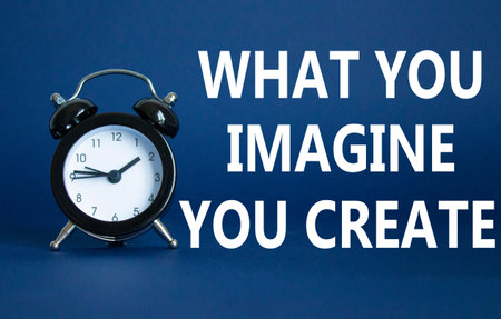 What do you Imagine you Create you symbol. Wooden blocks with words What you Imagine you Create....