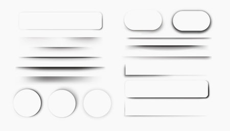 Realistic shadow divider. Transparent rectangular shaded border, page edge framing with shadow overlay effect. Vector box and layer drop shadow setのイラスト素材