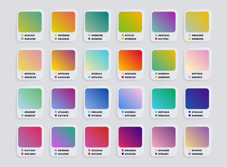 Multicolored gradient palette. catalog samples, trendy set of colorful gradients. Vector illustration