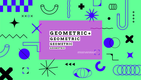 Memphis background. Abstract modern geometric hipster cover design with minimalistic shapes. Vector illustrationのイラスト素材