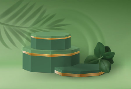 Realistic product display. Minimalistic podium for cosmetic products. Vector luxury platform backgroundのイラスト素材