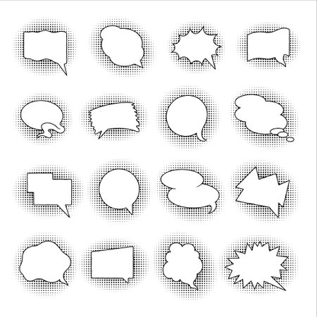 Comic speech bubble. Cartoon cloud text element, pow message balloon sticker. Vector communication banner setのイラスト素材