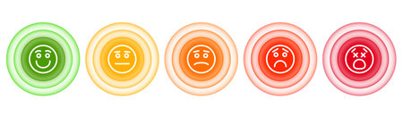 Pain scale. Hurt abstract assessment with circle pain target symbols. Vector illustrationのイラスト素材