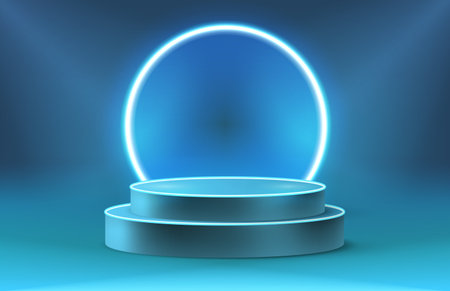 Abstract podium background. Realistic of empty platform with light effects. Vector illustrationのイラスト素材