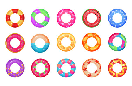 Rubber rings. Swim inflatable ring icon. Vector isolated buoy lifebuoy equipmentのイラスト素材