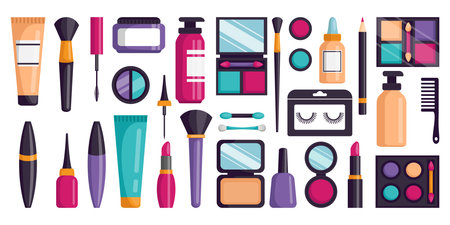 Makeup cosmetic. Beauty women art fashion accessories. Vector art isolated make up cosmeticのイラスト素材
