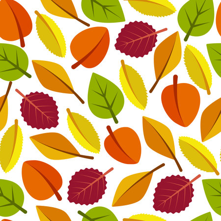 Leaf background. Repeat seamless simple cute foliage. Vector beauty silhouette of floraのイラスト素材