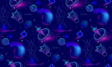 Electro futuristic pattern. Retro background neon line. Vector cyber laser style patternのイラスト素材