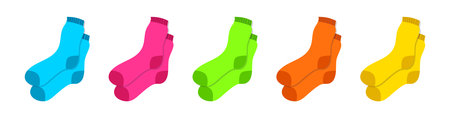 Cotton kid socks. High casual pair socking. Baby people clothing. Family fashion. Home footwear....