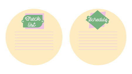 Note papers. Agenda and reminder diary page. Lined notepaper. Checklist and schedule. Empty to do list. Tasks memory. Goals planning. Organizer design. Vector blank planner sheets setのイラスト素材