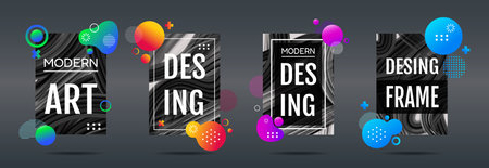 Design graphic. Abstract frame title poster, brush color, layout cover, shape modern banner geometry, logo splash shape brutal, colorful brochure, wall art. Vector tidy minimalistic style backgroundのイラスト素材