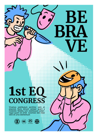 Mental health. EQ congress art poster. People insincerity. Human relationship psychology. Dishonest persons. Emotion intelligence. Angry man. Crying woman. Vector psychological event banner designのイラスト素材