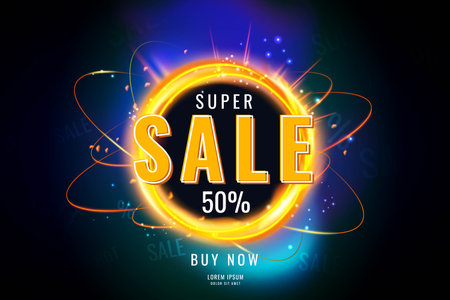 Fire layout. Hot sale. Advertising promo. Discount icon. Shopping label. Glow flame circle. Special offer symbol. Burn badge as promotion sticker. Shiny orbit sparkles. Vector graphic banner designのイラスト素材