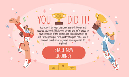 Winner podium. Reward for champion. Home page design template. Championship trophy. Success best employee. Victory pedestal. First place award goblet. Quality teamwork. Vector cartoon web backgroundのイラスト素材