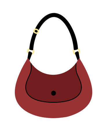 Woman bag. Fashionable purse. Girls handbag. Classic female wear. Modern leather pouch with handle strap. Isolated clutch. Fashion accessory. Shop merchandise. Shopping packet. Vector stylish clothingのイラスト素材