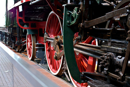 Old retro steam locomotive in Railroad Museum in St. Petersburg.