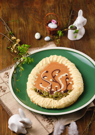 Mazurek, Polish Easter sweet made from shortcrust pastry in the shape of an egg with Easter...