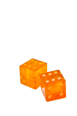 amber dices isolated on whiteの写真素材