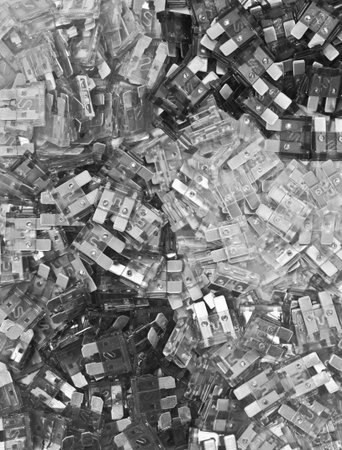 automobile fuses  as background (black and white)の写真素材