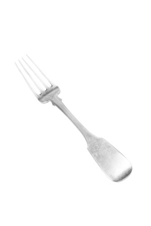 old silver fork isolated on white backgroundの写真素材