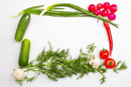 Fresh vegetables on white background の写真素材