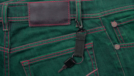 jeans with label and keyの写真素材