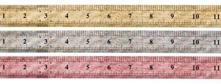 Metal rulers isolated on white background