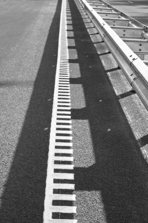 Asphalt road and white line markings, Asphalt road texture