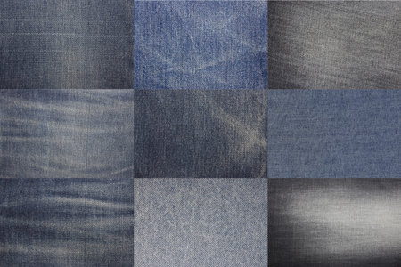 the set blue denim jeans textures, can be used as backgroundの写真素材