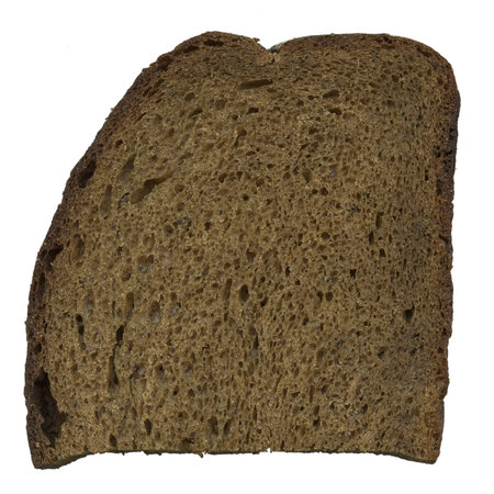 black bread slice isolated on white background 