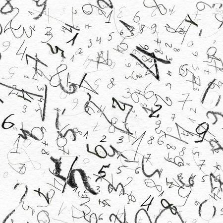 hand painted numbers over white backgroundの写真素材